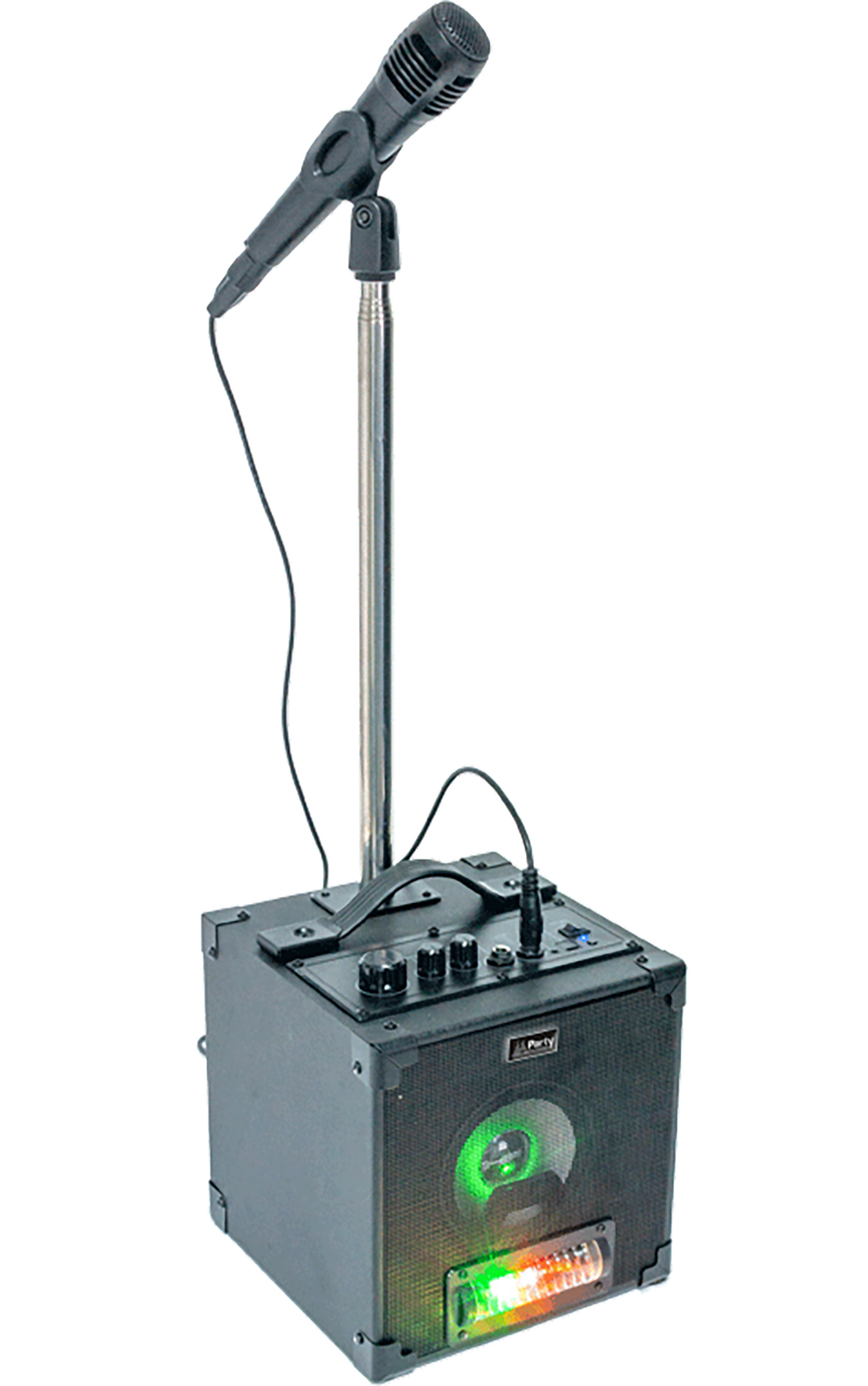 Aktivt karaoke sæt m. LED lyseffekt + mic og stand Aktivt karaoke sæt m. LED lyseffekt + mic og stand