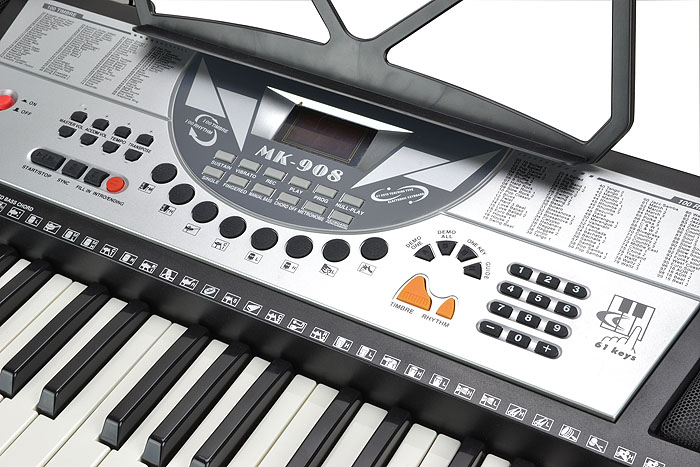 Keyboard med 61 tangenter, inkl. stativ og mikrofon