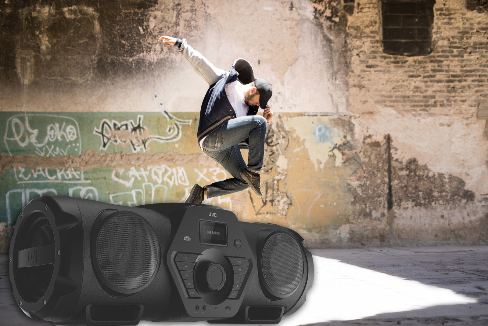 JVC RVNB300DAB BoomBlaster med CD, USB, Bluetooh og DAB+ Boomboxe