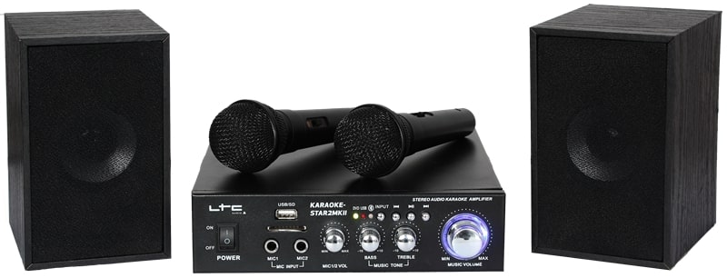 Karaoke sæt med 2 x mikrofoner Karaokeanlegg SoundStoreXL.no Karaoke sæt med trådløse mikrofoner og Bluetooth